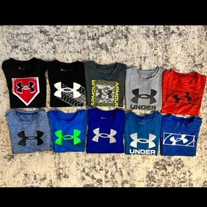 10 Boys Under Armour Short Sleeve Shirts Size 6.